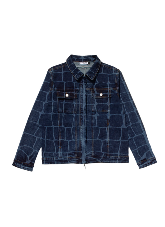 Blue Laser Printed Denim Jacket