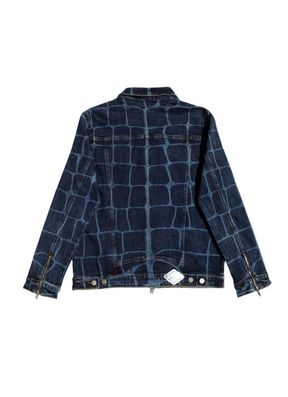 Blue Laser Printed Denim Jacket