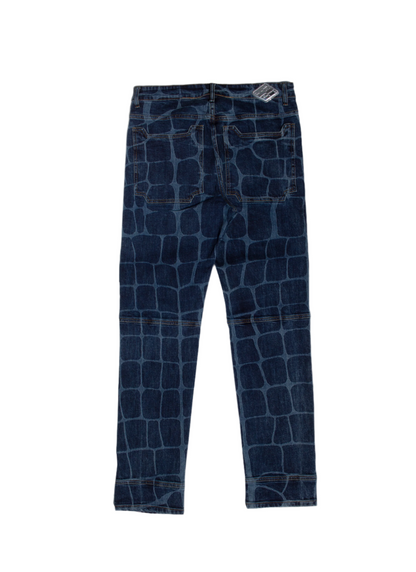 Blue Laser Printed Denim Pants